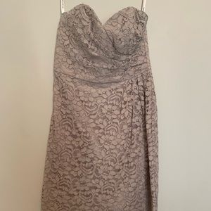 Strapless Tan Lace David’s Bridal Dress